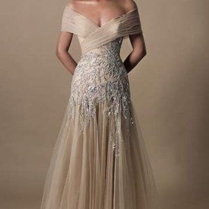 COPY - Tarik Ediz Cocktail Dress Stone In Size 4